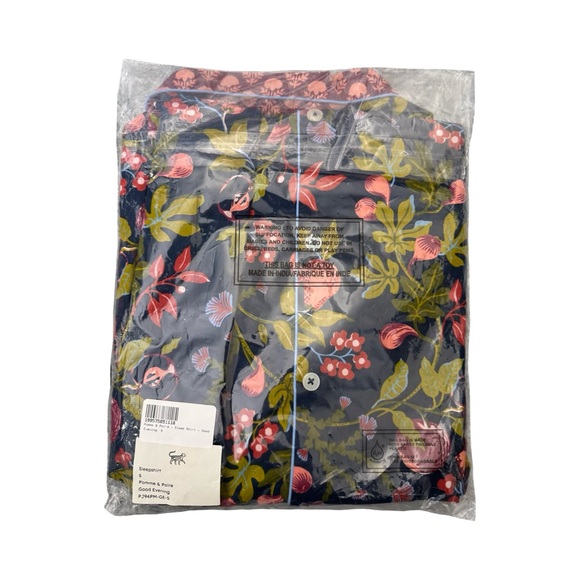 Printfresh Pomme & Poir Long Sleeve Pajama Top Size S Fruit & Floral TOP ONLY - Picture 3 of 5